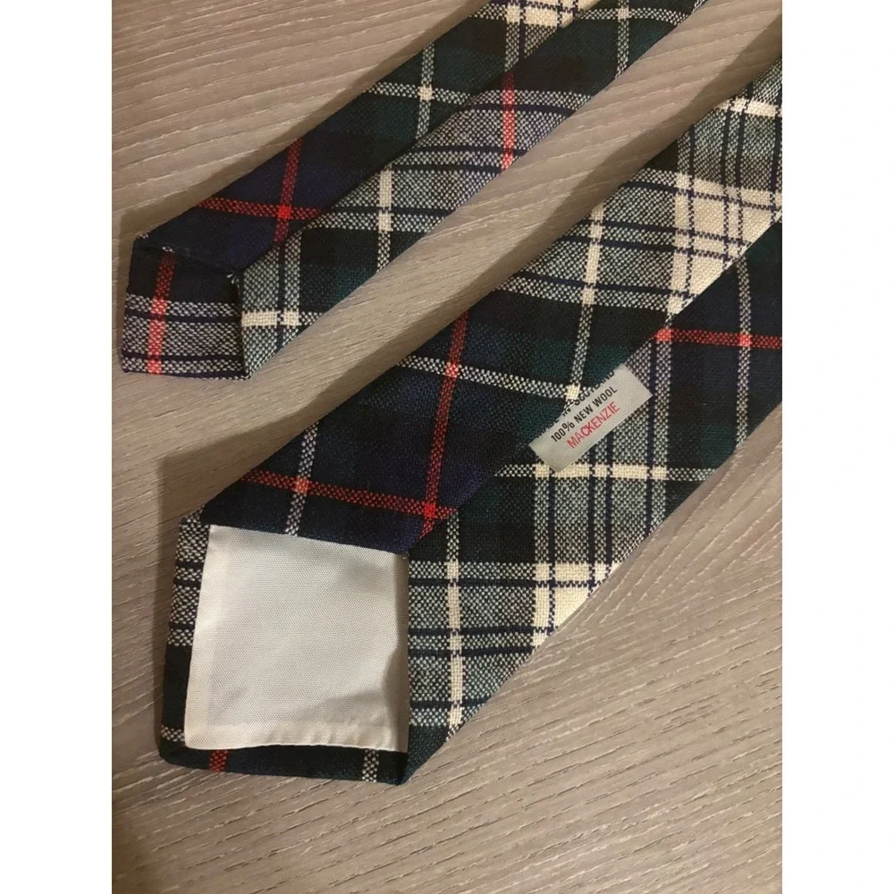 Mackenzie‎ Tartan Plaid Wool Tie Made in Scotland Navy Green Red Men's Necktie